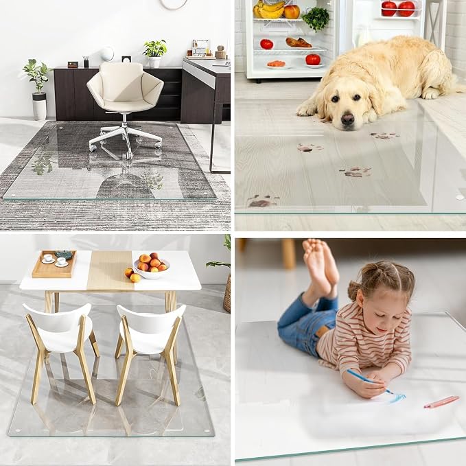 48" x 60" Glass Chair Mat, Heavy Duty Hard Tempered Glass Mat - Image 4