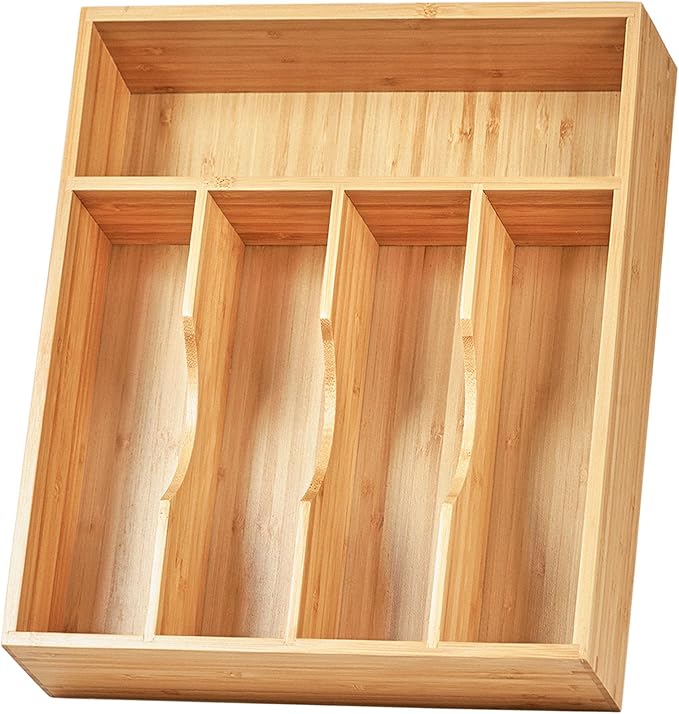 Umilife Bamboo Kitchen Drawer Organizer, 11 Inch Silverware Utensils Tray Holder by Umilife
