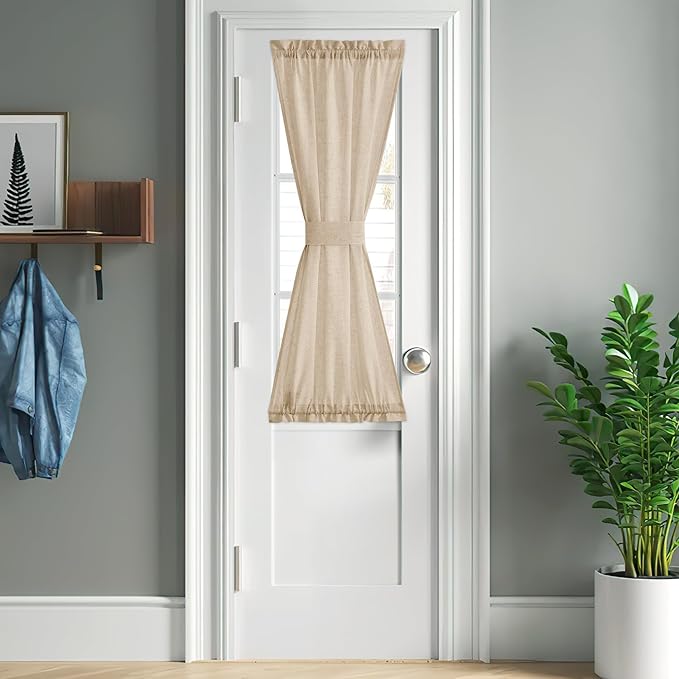 NICETOWN Linen Door Curtains 50 inch Length 1 Panel Farmhouse Kitchen Curtain by NICETOWN