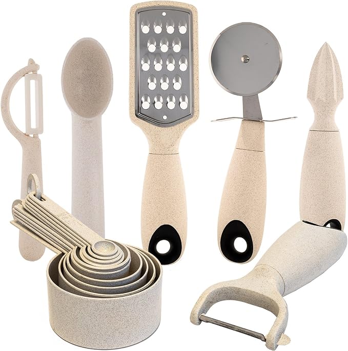 Beille 7pc Wheat Straw Complete Kitchen Utensils Set by BEILLE