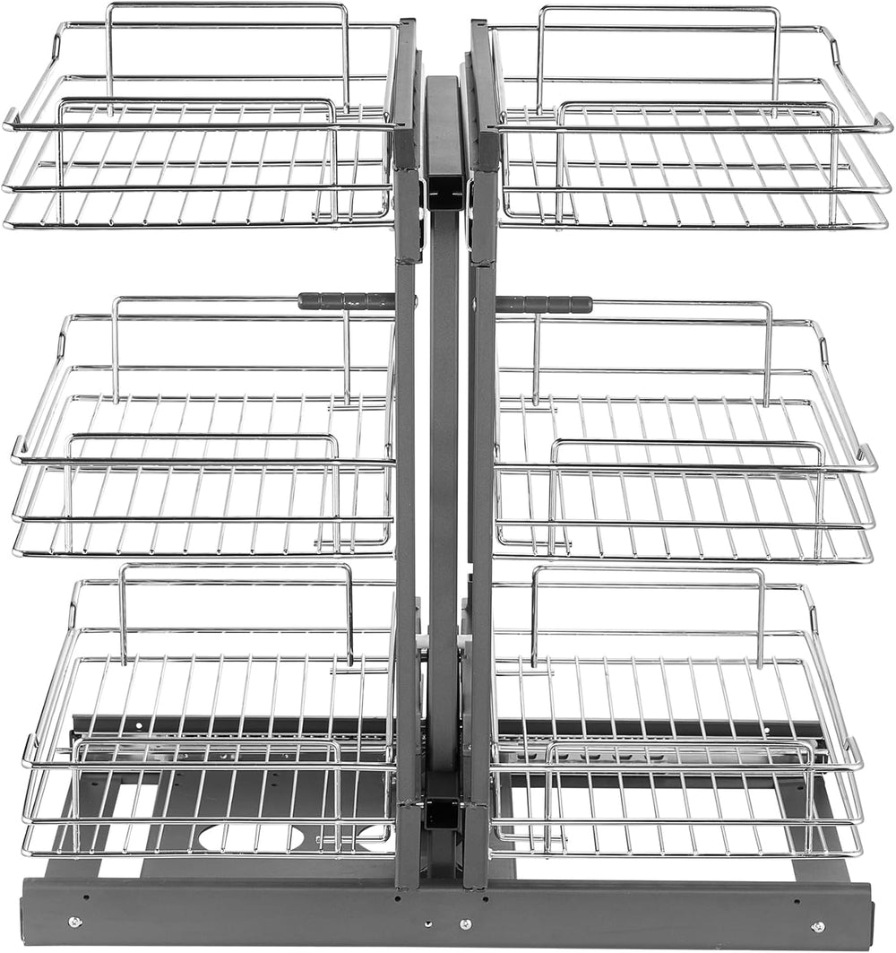 VEVOR 3 Tier 6 Shelf Chrome Carbon Steel Kitchen Cabinet Organizer, Slide Out...