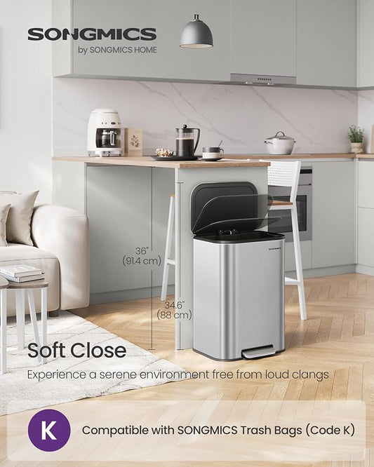 SONGMICS Kitchen Trash Can, 13-Gallon Garbage Can - Image 2