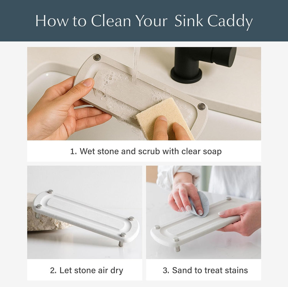 Dorai Home Stone Kitchen Sink Caddy - Diatomaceous Earth Sink Tray with Stain...