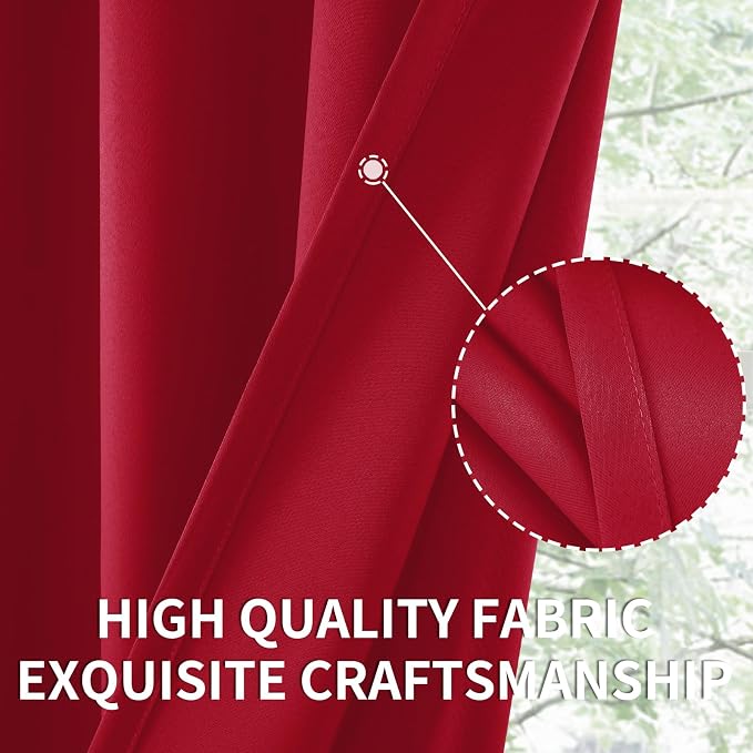 BGment Red Short Blackout Curtains 36 Inches Length - Image 6