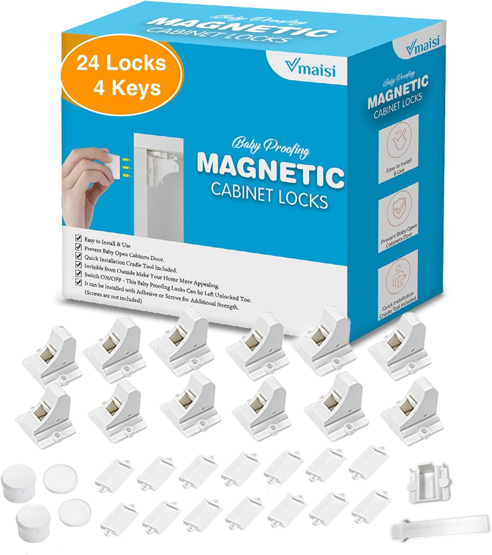 Vmaisi Adhesive Magnetic Locks for Cabinets & Drawers