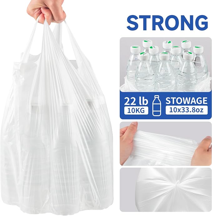Small Trash Bags with Handles 5 Gallon 50 Count White - Image 4