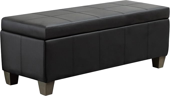 Black Faux Leather Ottoman by UDAX