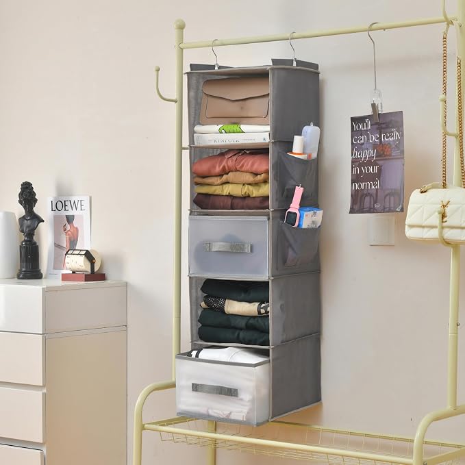 5-Tier Hanging Organizer for Closet, Fabric Closet Organizer - Image 3