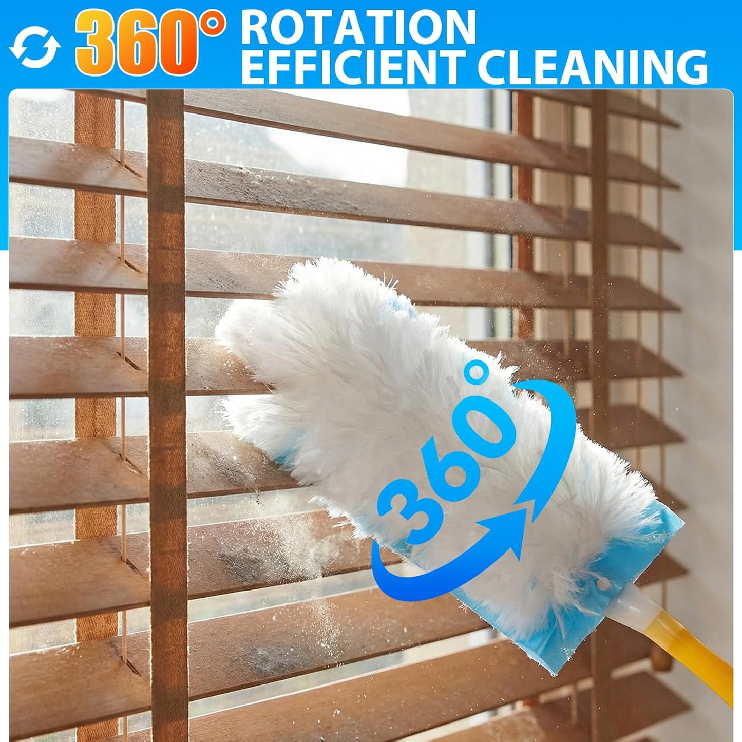 60 Count Duster Refill for Swiffer Duster with 1 Handle - 360° Multi-Surface Larger Size Feather Dusters, Disposable Duster Kit for Cleaning Home, Furniture, Blinds and Ceiling Fans