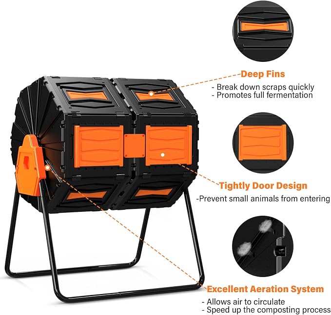 Compost Tumbler, Easy Assemble & Efficient Outdoor Compost Bin, 45 Gallon...