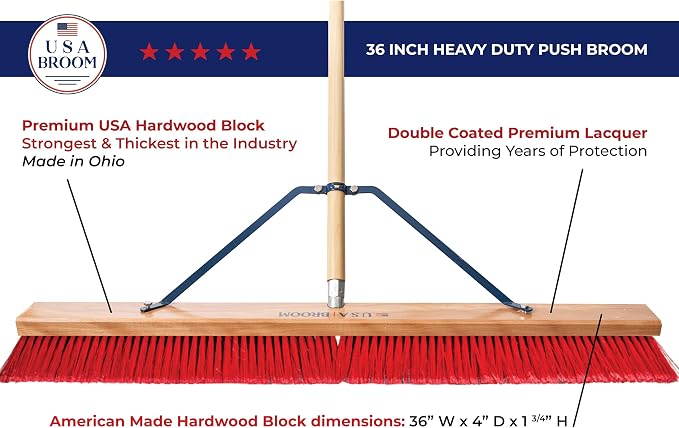 USA Broom 36" Everyday Sweep Indoor/Outdoor Push Broom - Image 3