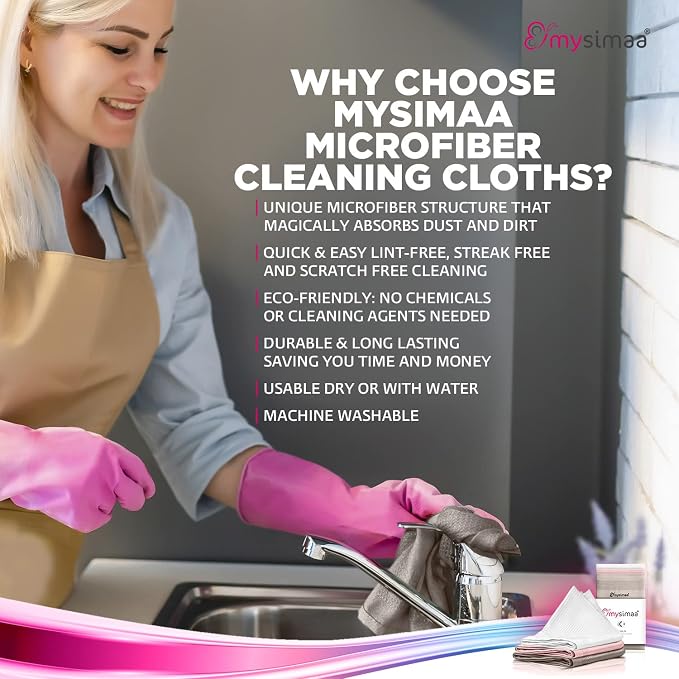 mysimaa XL Lint Free Microfiber Cloth, Glass & Window Cleaning Cloths - Image 6