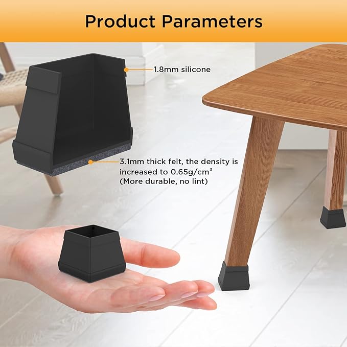 16 PCS Square Chair Leg Floor Protector, Silicone Chair Leg Cover, Furniture - Image 5