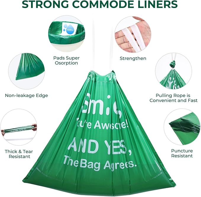 Commode Liners with Absorbent Pads, Universal Disposable Commode/Bed Pan Liners - Image 3