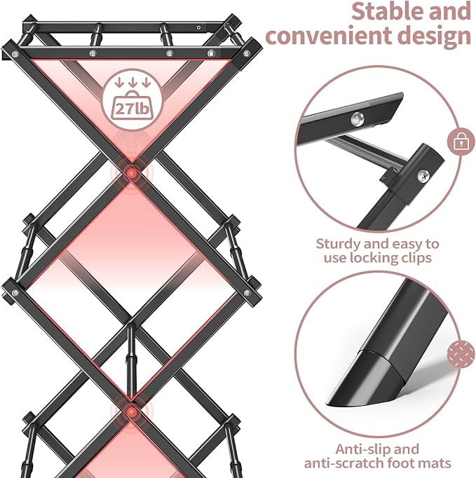 APEXCHASER Clothes Drying Rack, 3-Tier Laundry Drying Rack - Image 7