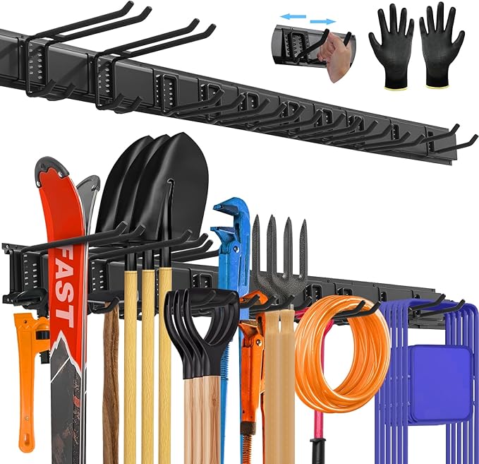 64'' All-Metal Garage Tool Organizer Wall Mount – Heavy-Duty Tool Rack Holds by SUKIZZ