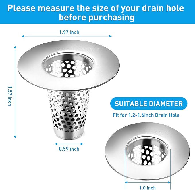 2PCS Bathroom Sink Drain Strainers, Drainer Filter, Fit - Image 2