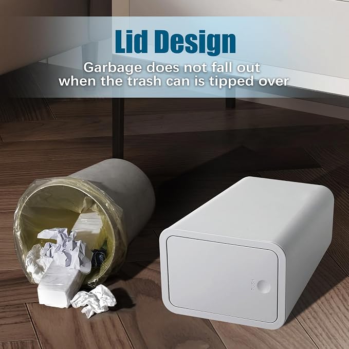 TIPGO Bathroom Trash Can with Lid, 10 Liter/ 2.6 Gallon Slim Garbage Can - Image 7