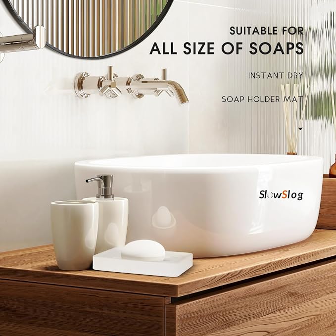 2 Pack Diatomite Soap Trays, Fast Drying Stone Soap Dishes, Natural - Image 5