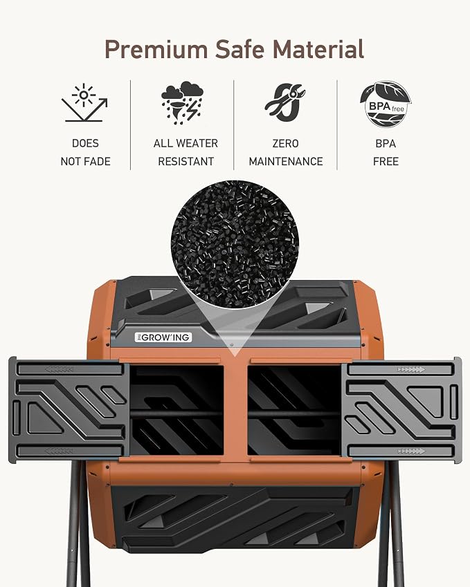 THEGROW'ING Updated 43 Gallon Outdoor Compost Bin.