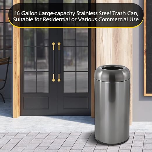 Dyna-Living Stainless Steel Trash Can Outdoor Large Garbage Can - Image 3