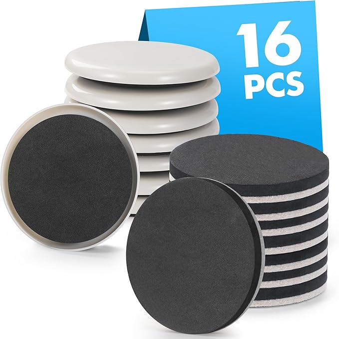 16-Pack Furniture Sliders for Hardwood Floors & Carpet, Save 80% Effort by Shnbxtnd