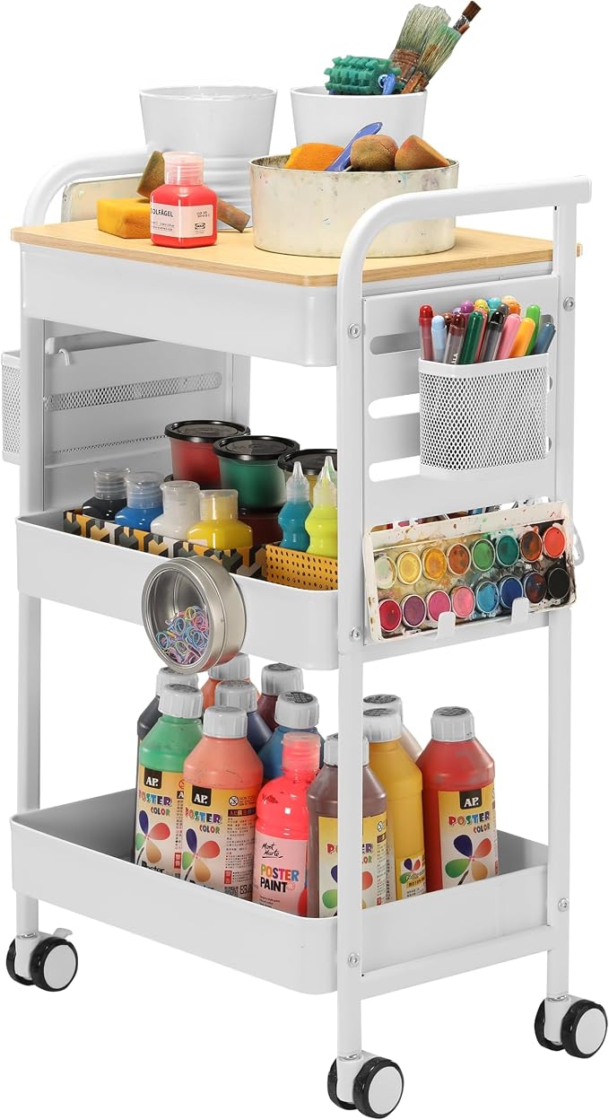 Art Cart with Tabletop & Pegboard by Unknown
