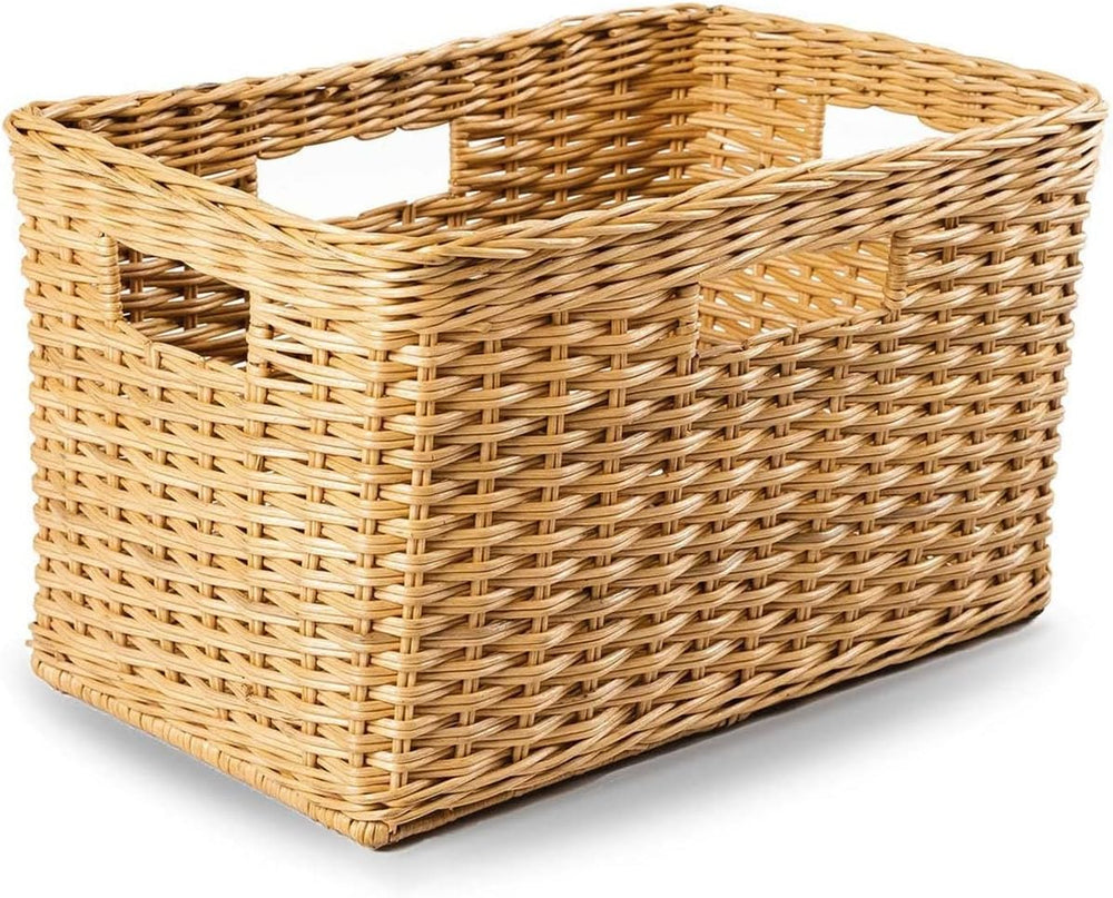 The Basket Lady Tall Rectangular Wicker Storage Basket, 20 in L x 13 in W x 11