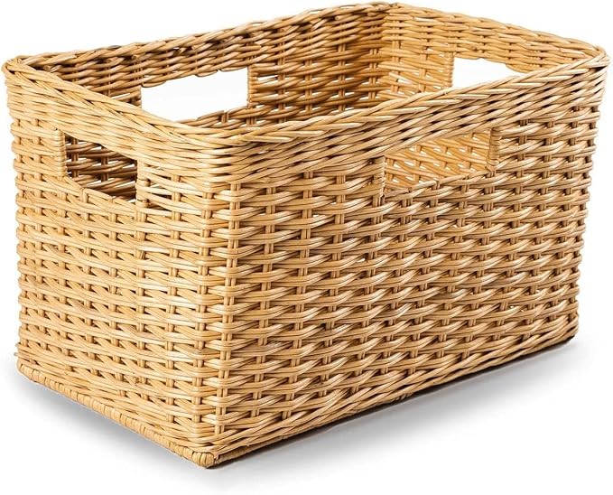 The Basket Lady Tall Rectangular Wicker Storage Basket, 20 in L x 13 in W x 11 by TheBasketLady