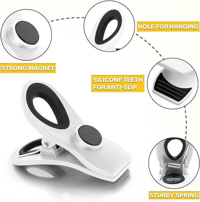 10 Pack Magnetic Chip Clips, Bag Clips, Food Clip, Plastic White Snack Clip - Image 5