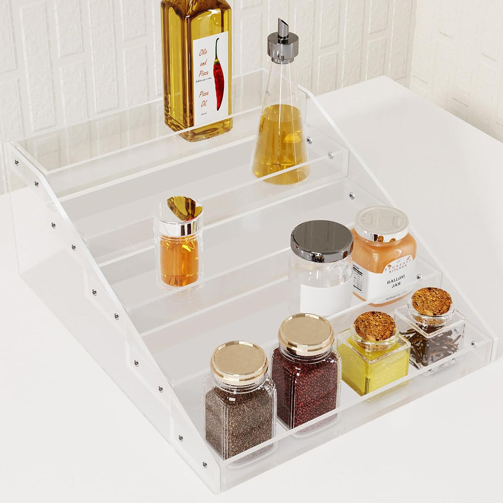 Spice Rack Organizer For Cabinet, 3 in/Tier Acrylic Tiered Spice Shelf Can St...