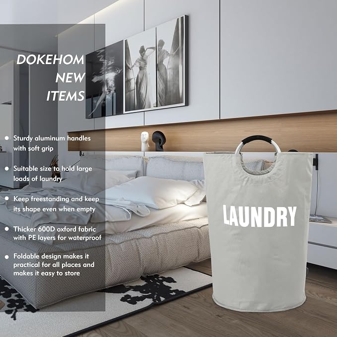 DOKEHOM 160L XX-Large Laundry Basket, Collapsible Laundry Bag, Foldable Laundry - Image 2
