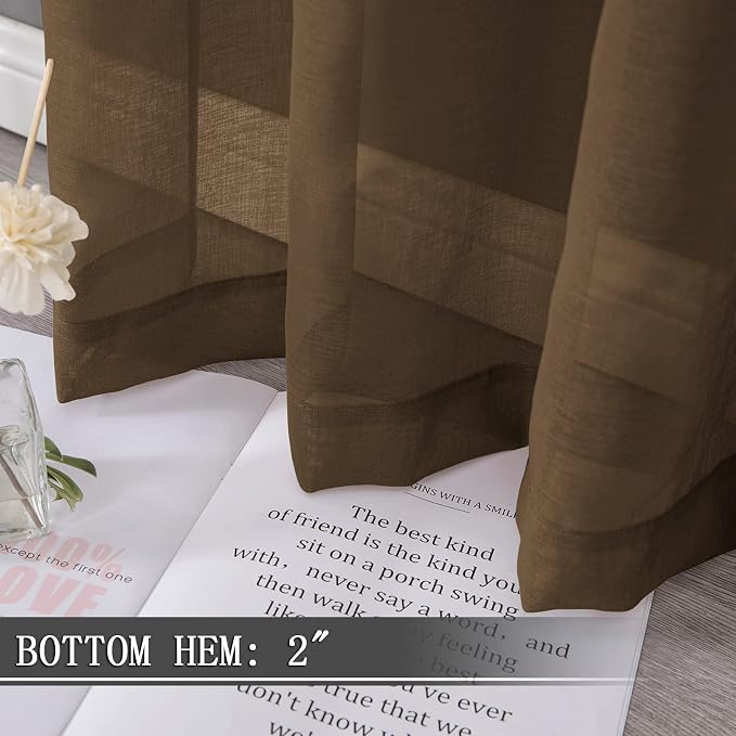 Tollpiz Sheer Curtains Linen Textured Bedroom Curtain Sheers Light Filtering - Image 4
