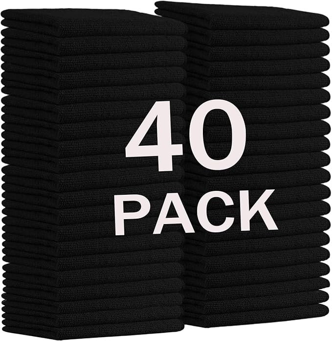 MRD's Home 12" x 12" Black Microfiber Cleaning Cloth, Lint Free, Scratch & by Unknown