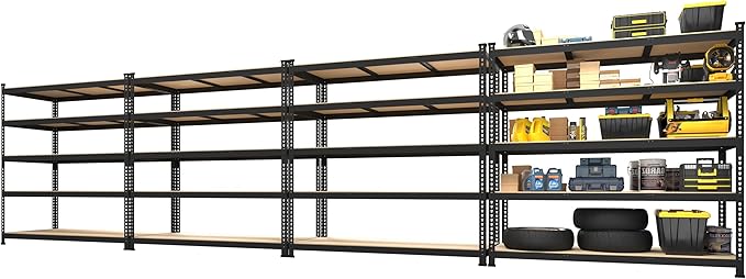 PrimeZone 4 Pack Storage Shelves 48" x 24" x 72", 5 Tier Adjustable Garage by PrimeZone