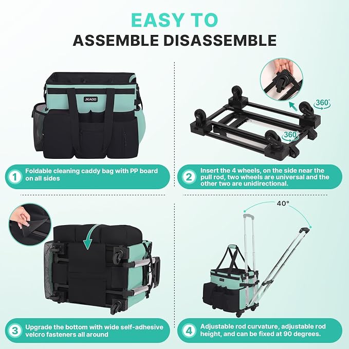 Large Rolling Cleaning Caddy Bag - Image 4