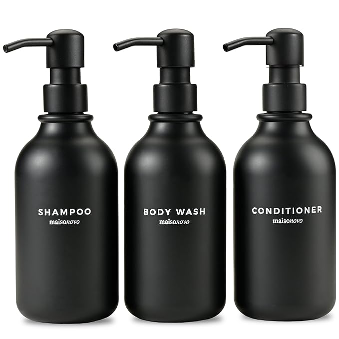 MaisoNovo Refillable Shampoo and Conditioner Bottles | 16.9 fl oz Set of 3 by MaisoNovo-TheArtofSustainableLiving