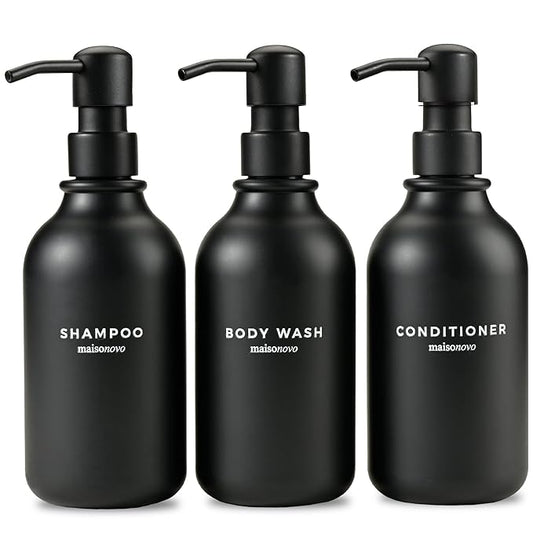 MaisoNovo Refillable Shampoo and Conditioner Bottles | 16.9 fl oz Set of 3 by MaisoNovo-TheArtofSustainableLiving