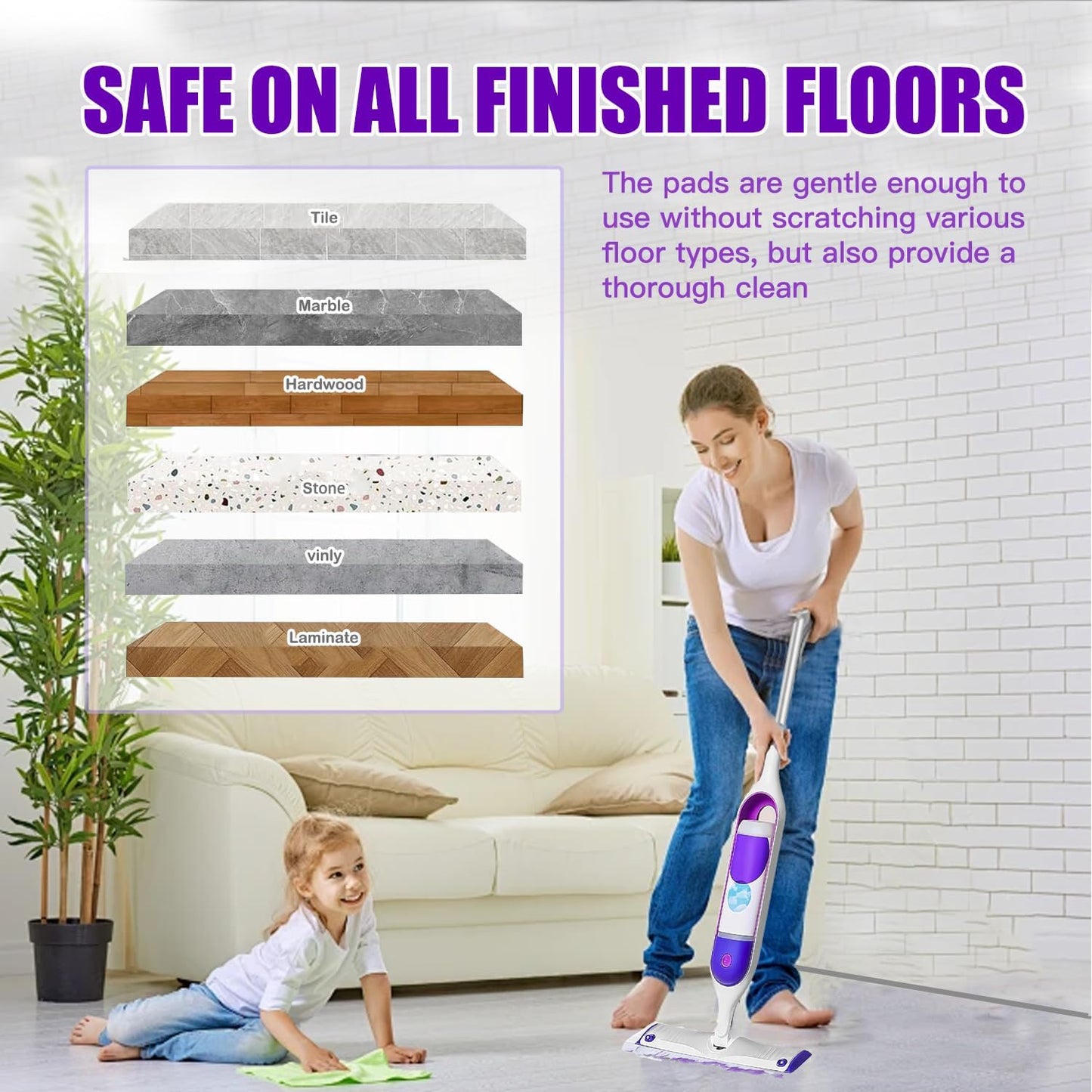 20 Count Power Mop Pads Refills for Swiffer PowerMop Multi-Surface Mopping Pad Disposable Replacement Mop Pads Compatible with Swiffer PowerMop,Safe on All Finished Floors