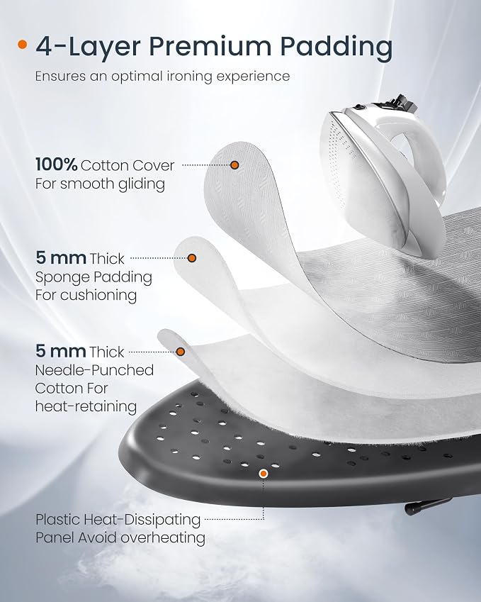 SONGMICS Ironing Board, Foldable Iron Board, Height Adjustable up to 35 Inches - Image 5