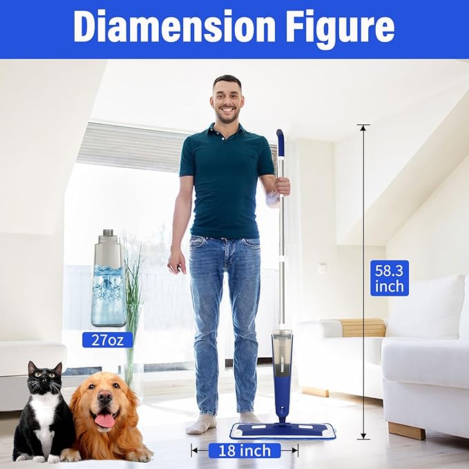 Mop for Multi-Purpose Floor Premium Spray Mop, 18 inch Professional Hardwood - Image 2