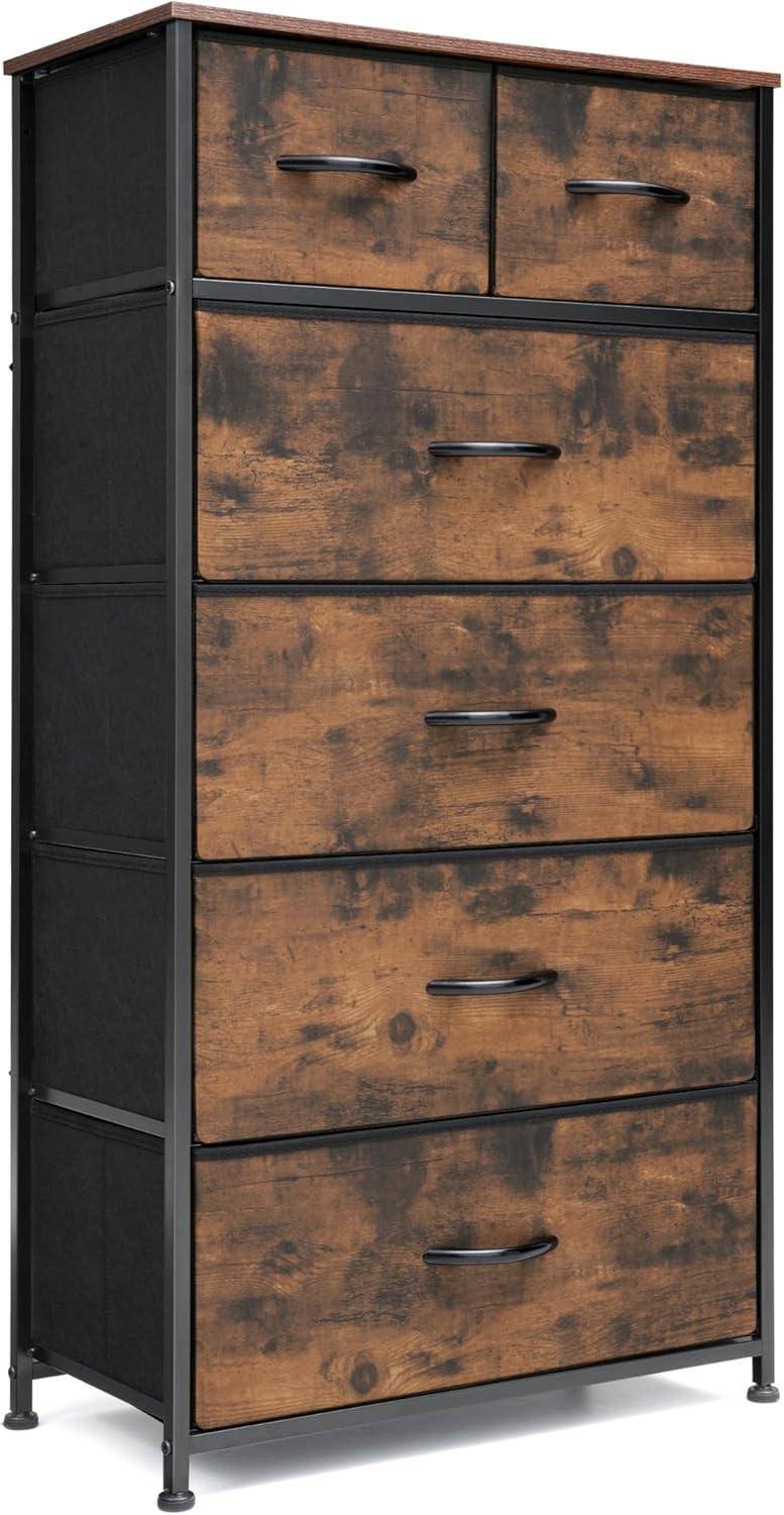 Tall Dresser for Bedroom, Fabric Storage Tower with 6 Drawers