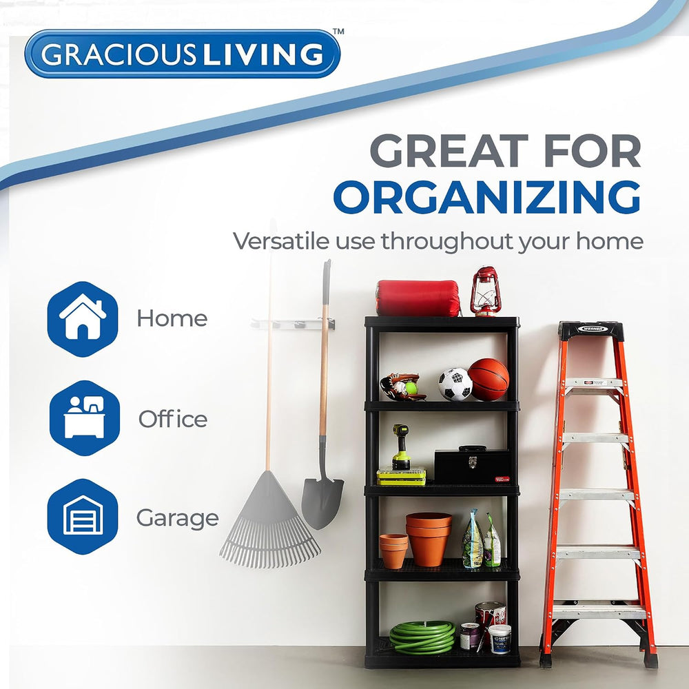 Gracious Living 5 Shelf Unit, Storage Shelves and Rack for Home