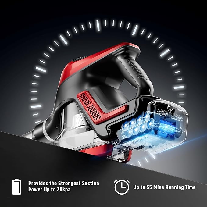 Cordless Vacuum Cleaner, 30Kpa Home Stick Vacuum, Smart Display & 1.5L Dust Cup - Image 8