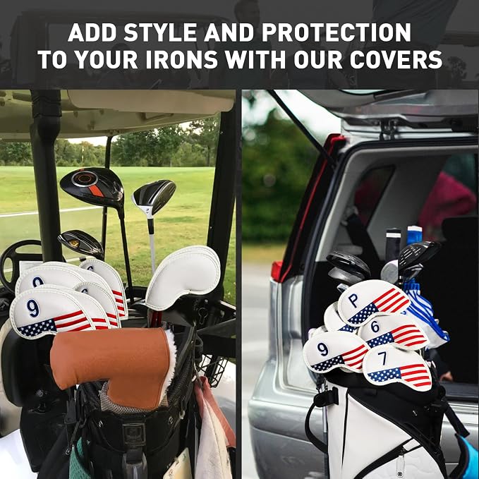FINGER TEN Premium Synthetic Leather Stylish Iron & Wedge Golf Head Covers - Image 7
