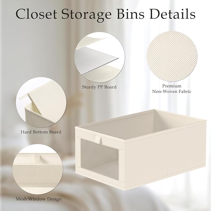 Criusia Linen Closet Organizers and Storage, 4 Pack Linen Closet Baskets - Image 4