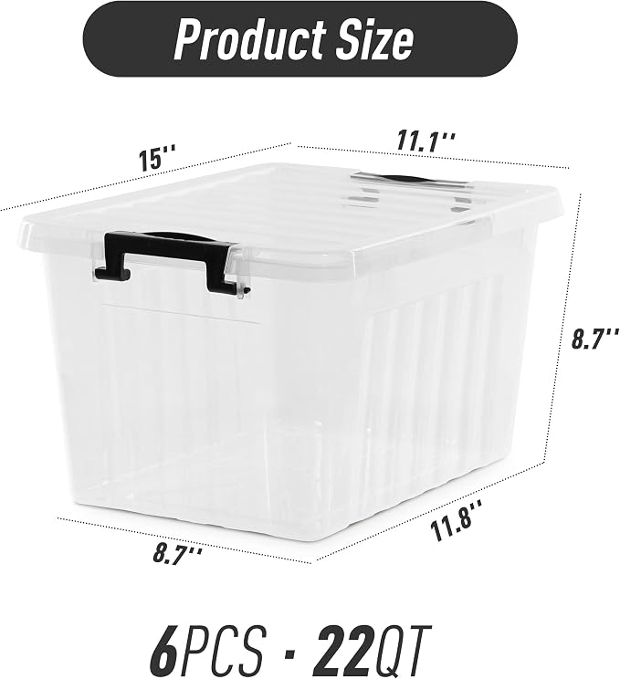 Citylife 22 QT Clear Plastic Storage Bins - Image 3