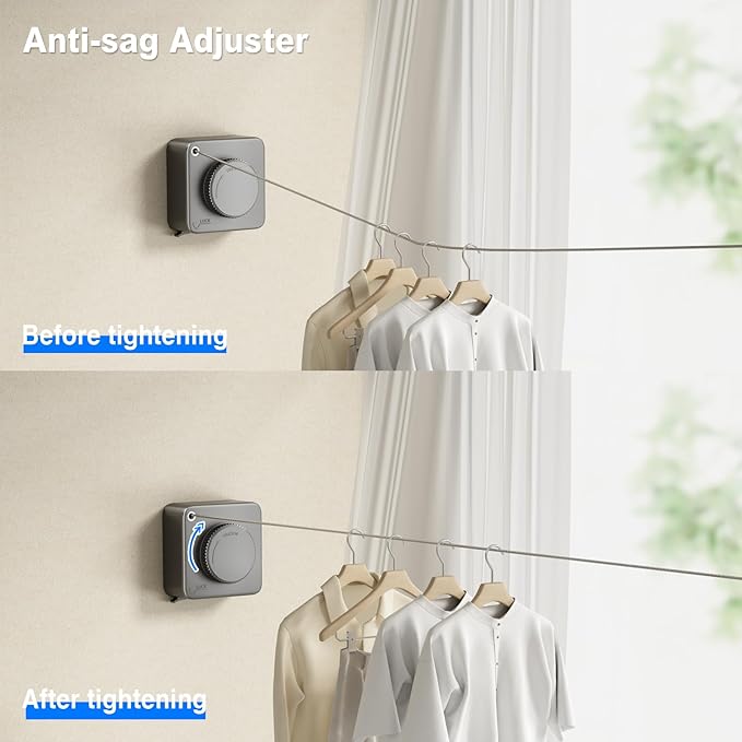Retractable Clothesline Indoor, Non-Sagging Outdoor Clothes Line Retracting - Image 3