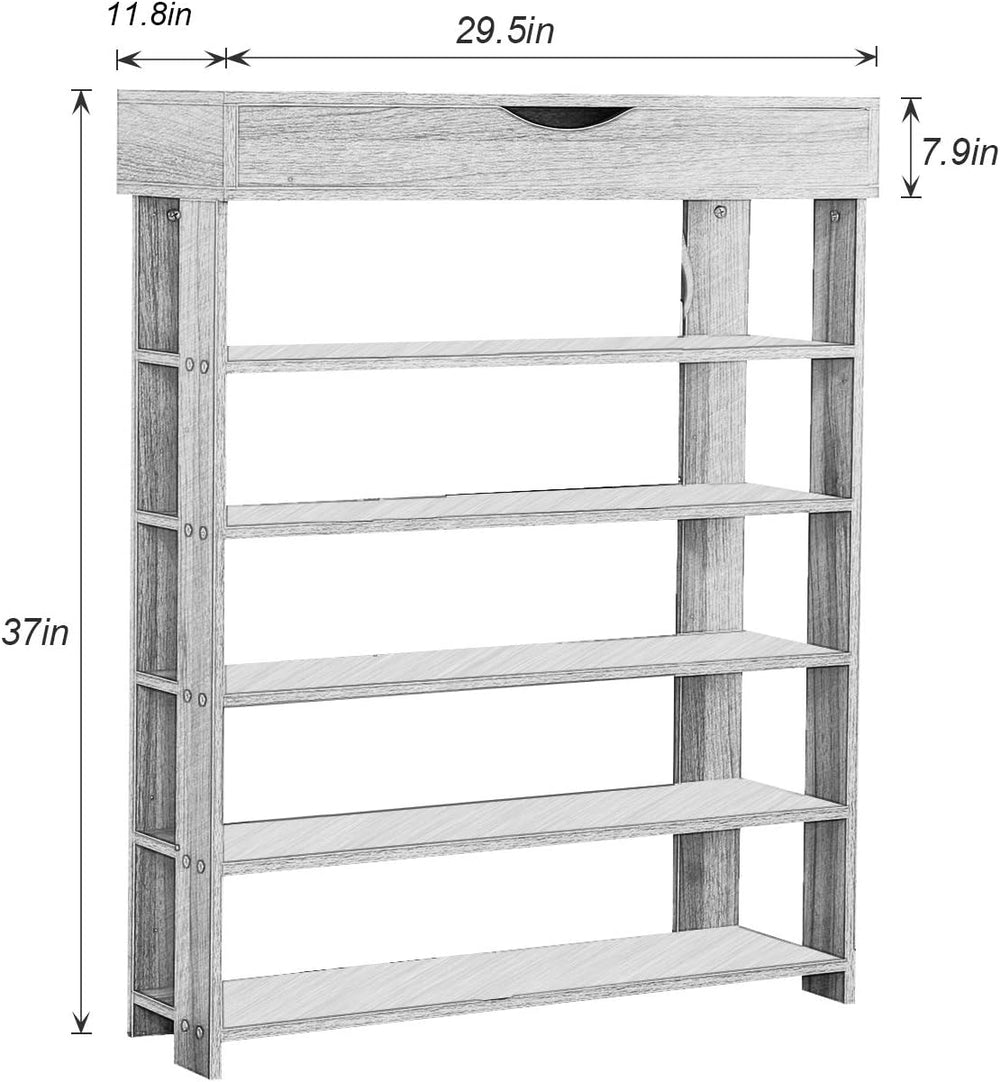 DlandHome Shoe Rack Shoe Storage Cabinet, 5 Tier Shoe Racks, Wooden Shoes Hee...