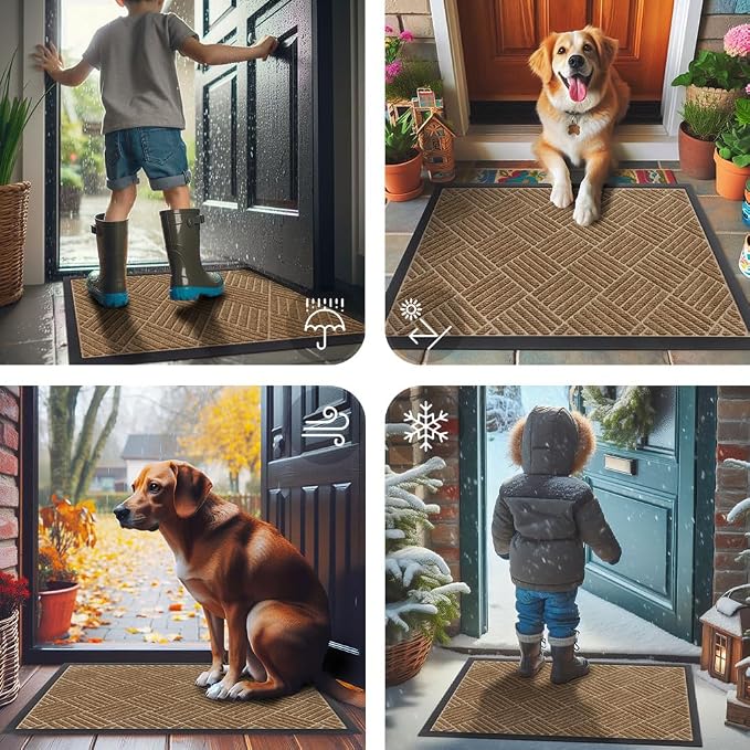 Smiry Front Door Mat Outside Entrance, Heavy Duty Outdoor Indoor Mat, Natural - Image 7